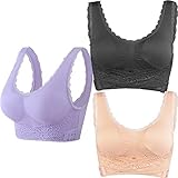 The combination of Wide Strap, breathable mesh, Wirefree and Seamless technology make this lace sports bras reach a new level of comfort.