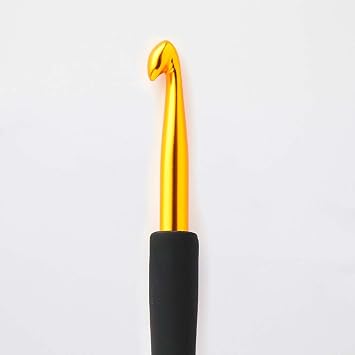 KnitPro Tığlar Yumuşak Saplı Alüminyum 5,00 mm Tığ, Plastik/Alüminyum, Siyah/Altın, 20 x 5 x 1 cm