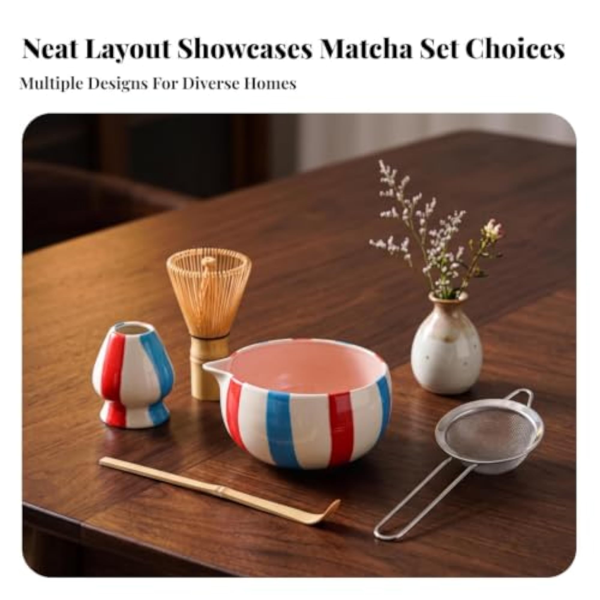 Ceramic Green Tea Set with Whisk Holder