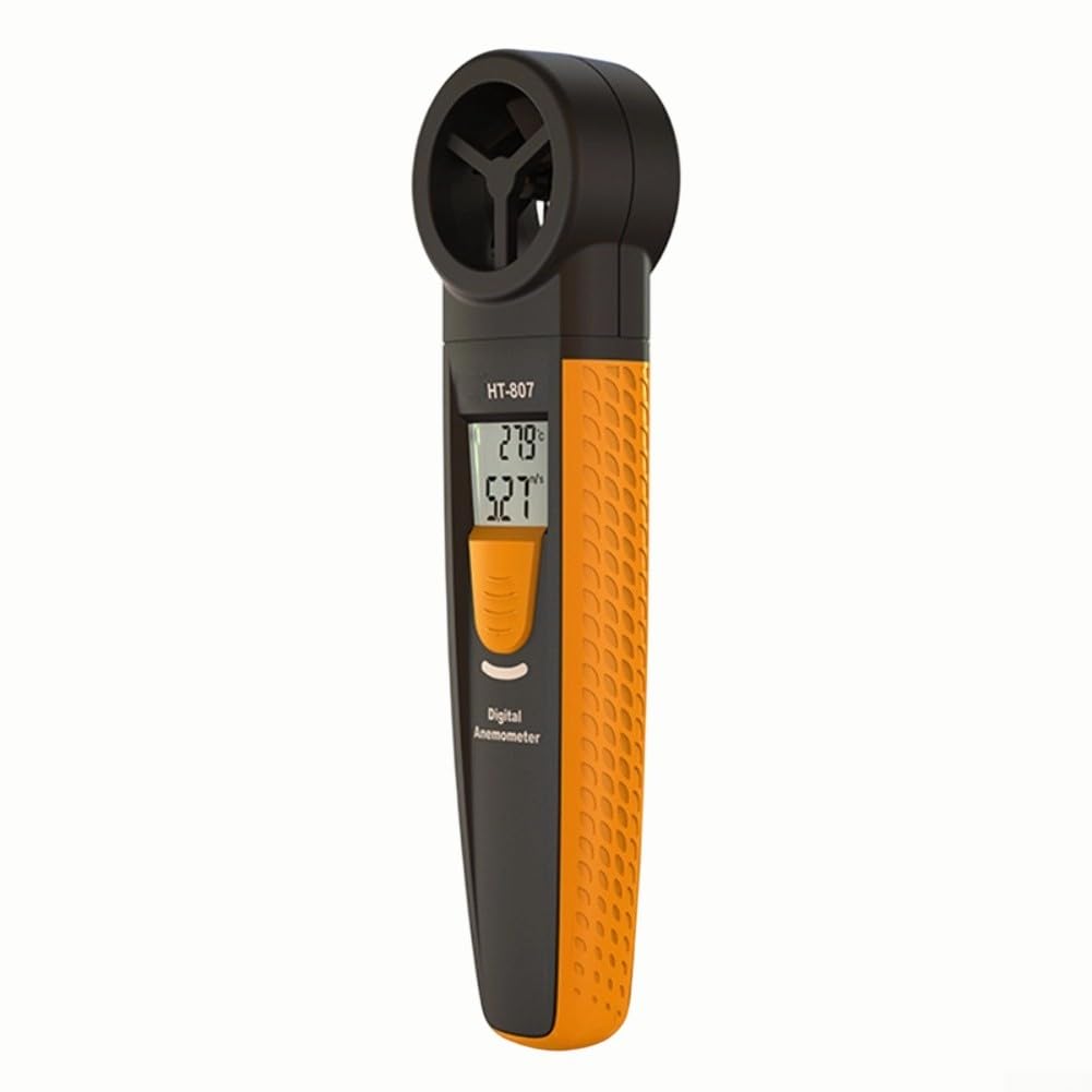 Anemometro digitale portatile, misuratore di portata d'aria, doppia temperatura e display, 0,1 m/s, 5 unità per km/h ft/min, nodi m/s, indicatore Beaufort per condotti HVAC, surf