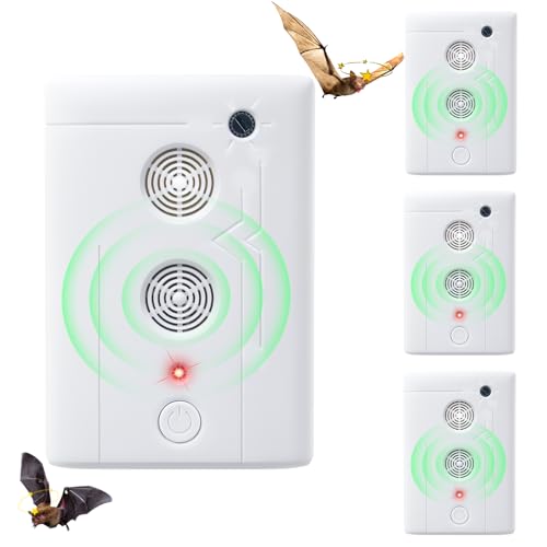 2025 Upgraded Ultrasonic Bat Repellent Devices, Plug in Bat Deterrent Repeller Devices for Indoor Use, Friendly to Human & Pet (4, White)