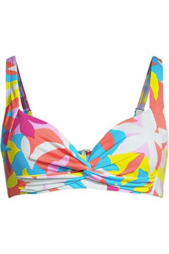 Lands' End Womens Chlorine Resistant Twist Front Underwire Bikini Top Turquoise Multi Graphic Floral Regular 104