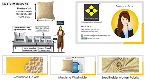 Image of Reversible 18x18 Yellow Cotton Argyle Woven Pack of 1 Fashion Throw Pillow Covers Cases for Couch Sofa Home Decoration | 45x 45 cm