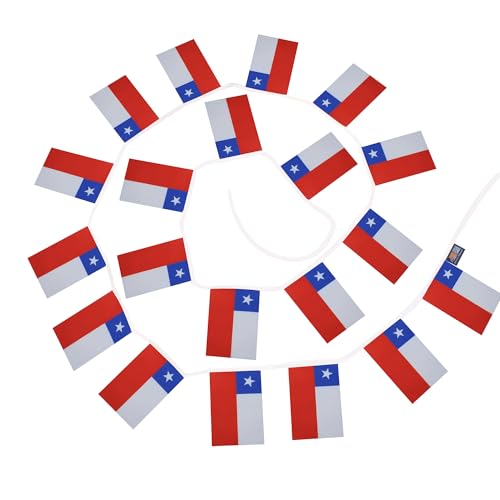 Image of AZ FLAG Chile 6 meters BUNTING Flag 20 flags 9'' x 6'' - Chilean STRING flags 15 x 21 cm
