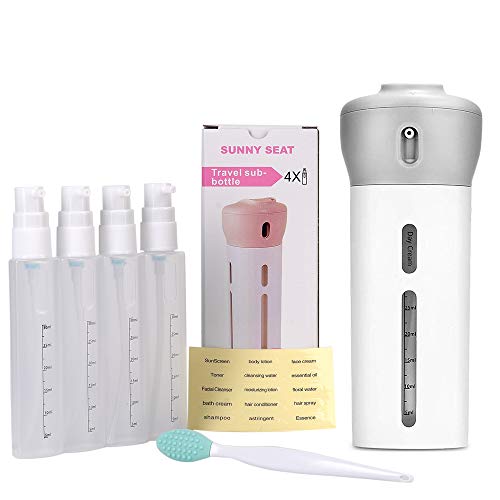 TSA Approved 4 in 1 Travel Bottles Dispenser 1.3oz ×4 Refillable Leak Proof Toiletries Liquid-Lotion Container Kit (Upgraded Version Gray)