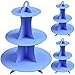 Lot de 3 présentoirs à Cupcakes Ronds en Carton Bleu à 3 étages pour Anniversaires, fêtes, fêtes prénatales