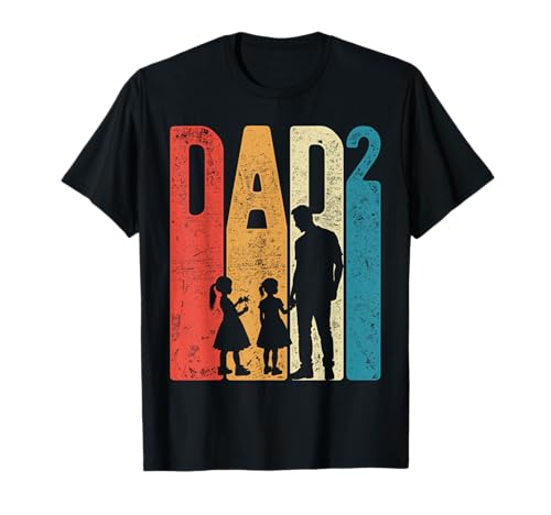 Papa Squared Vatertag Zwei Mädchen Zwei Töchter Vater T-Shirt