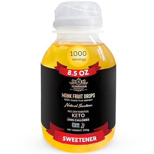 SubSugar 100% Monk Fruit Drops Pure Liquid Monk Fruit Sweetener,