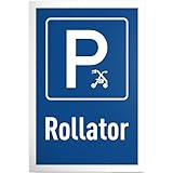 DankeDir! Parkplatz Rollator - 30 x 20 cm Schild Kunststoff - Lustiges Hinweisschild für Senioren - Geschenkidee für Großeltern - Wetterfeste Deko für Haus und Pflegeheim