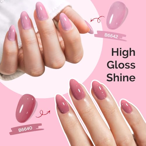 Image of MelodySusie Jelly Gel Nail Polish Set,6 Transparent Colors,Milky or Jelly Texture,Strawberry Pink Colors Soak Off UV LED Light Cure or Salon Manicure and Nail Art DIY at Home 15ML 0.3Fl Oz