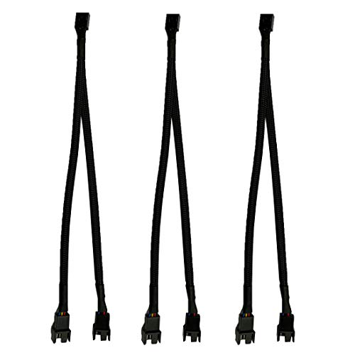 3 Pack Fan Splitter Cable Computer PC PWM 4 Pin Fan Extension Power Cable 1 to 2 Converter