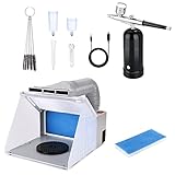 AGPTEK Rerchargeable Airbrush Kit Bundle with Spary Booth Kit, for Painting, Crafts, Nails, Art Cakes, T-Shirts and Hobby, Black