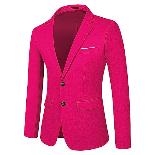 Mens Sport Coats & Blazers Slim Fit Suit Jacket for Men Two Button Sport Coat for Wedding Casual Pink