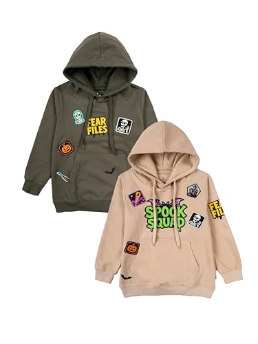 Image of KiddoPanti Unisex Solid Pullover Hooded Fleece Sweatshrit | Cotton Poly Fleece Fabric | Waist Length, Full Sleeve Hoodie | 2 Kangaroo Pockets | Winter Wear for Boys & Girls
