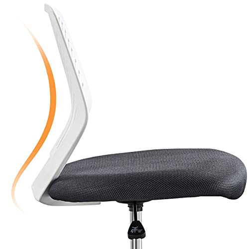 Topeakmart Armless Task Office Chair Small Desk Chair With Mesh Lumbar Support Curved Back, Ergonomic Computer Chair No Arms, Adjustable Swivel Home Office Chair For Small Spaces, Dark Gray #TOP3
