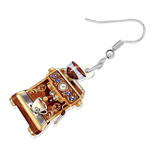 Image of BONSNY Acrylic Dangling Novelty Fun Black Coffee Machine Earrings Hypoallergenic Designer Jewelry Gifts For Women