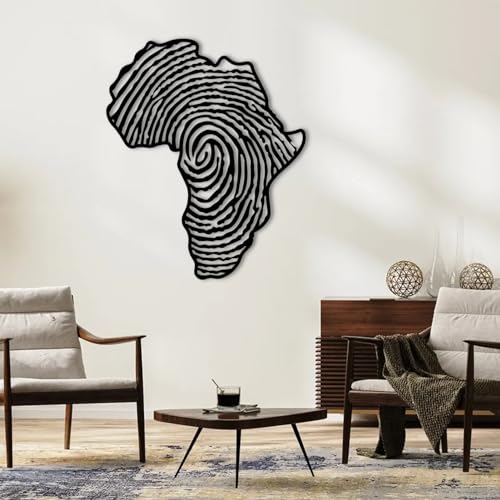 Africa DNA Metal Wall Art, African Wall Decor, Africa Wall Art, Fingerprint Decor, Metal Africa Map, Africa Metal Cut Out, Africa Sign, Africa Home Decor, Africa Art (19.7 x 16.4 inches (50 x 42cm))