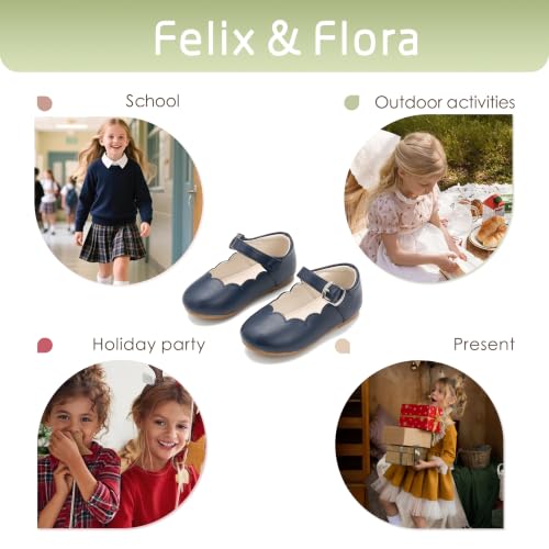 Image of Felix & Flora Toddler Flower Girl Dress Shoes - Baby Girl Ballet Mary Jane Flats for Party School Wedding
