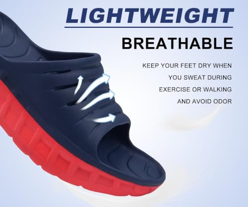 Image of KuaiLu Mens Recovery Sandals Orthotic Arch Support Open Toe Sport Slides Thick Cushion Orthopedic Plantar Fasciitis Slip On Wide Width Summer Pool Beach Waterproof