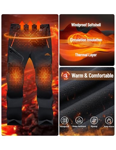 TACVASEN Men's Snow Ski Pants Fleece Lined Winter Pants for Men Water Resistant Thermal Snowboard Hiking Hunting Work4