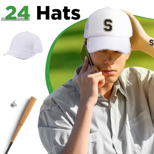 Image of Suhine 24 Pcs Blank Trucker Hat Bulk Unisex Mesh Baseball Cap for Sublimation Embroidery Vintage Adjustable Hat for Men Women