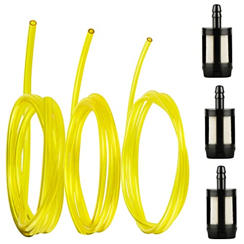 Benzinschlauch Kraftstoffschlauch Set mit 3 Universal Benzinfilter Dieselschlauch Kettensäge Ersatzteile für Motorsense Benzin Schlauch 4 Stück PVC Ölschlauch für Freischneider Rasenmäher Motorsäge