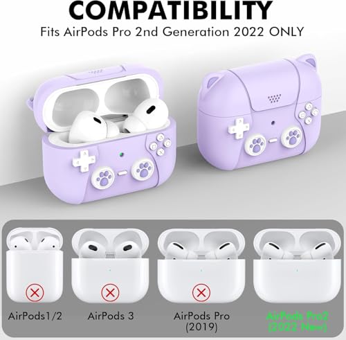 Image of Meyaar for AirPods Pro 3 Case 2025 Silicone Protective Cases for Apple AirPods Pro 3rd Generation Case for Women Men, for AirPod Pro 3 Cases Cover Accessories with Keychain (Game Console Purple)