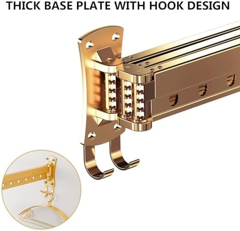 Wall Mounted Clothes Airer, Collapsible & Retractable Drying Rack, 180° Adjustable, Heavy Duty Space-Saver for Balcony, Laundry, Bathroom, Windproof Hooks, Gold