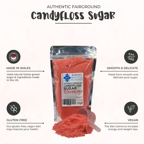 Baking Beauty and Beyond Premium Candy Floss Sugar 800g - Strawberry Flavour - Image 2
