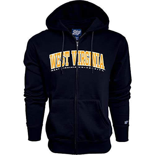 Blue 84 Men's West Virginia Mountaineers Full Zip Hoodie Twill Applique Team Color, Team Color, Medium