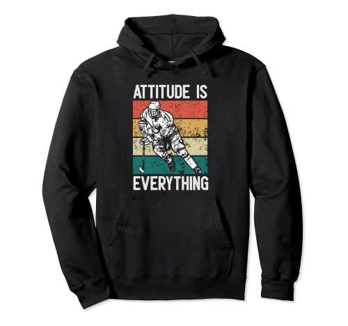 Attitude Is Everything | Vintage Ice Hockey Player Pullover Hoodie