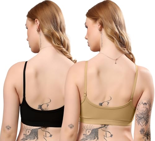 Image of London Hills Women's Cotton Sports Bra for Women Solid Bra Wireless & Non Padded Full Coverage Soft Hold Straps Super Combed Cotton Elastane Stretch Full Coverage Slip-On Active Bra