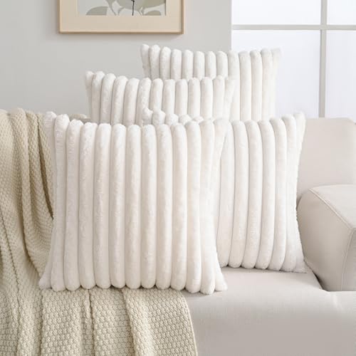 Volcanics ZT026KTD35MIBAIPK4 Set Of 4 Faux Fur Plush Decorative Throw Pillow Covers 18X18 Inch thumb #3