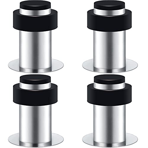 Aulyun 4er Selbstklebender Türstopper, Türstopper zum Schrauben - Montage am Boden oder an der Wand - Edelstahl Gummi Wandtürstopper inkl. Befestigungsmaterial Cover