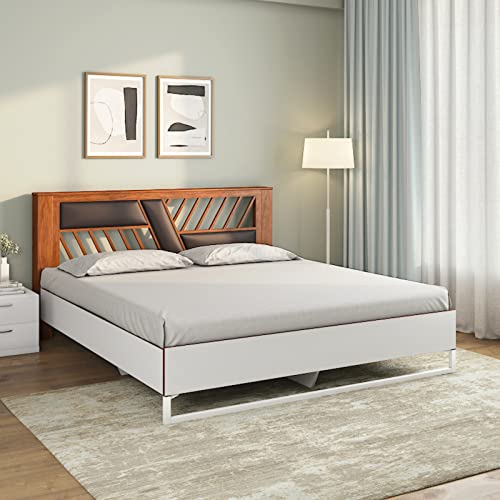 Image of Nilkamal Zion Meta Without Storage | 1 Year Warranty Engineered Wood King Bed (Finish Color - White, Delivery Condition - Knock Down)