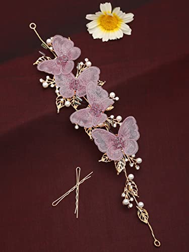 Image of YouBella Fashion Jewellery Butterfly Shape Hair Chain Hair Accessories for Girls and Women