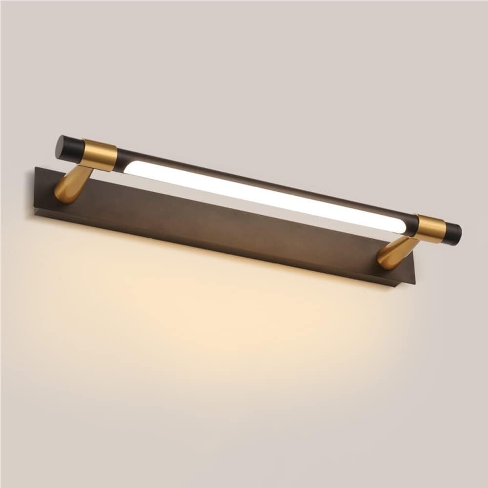 LYOUAE Modern Linear Bathroom Mirror Front Lamp LED Dimmable Above Mirror Lighting Makeup Toilet Mirror Wall Lamps Washroom Mirror Lights(Black+Gold,63cm)