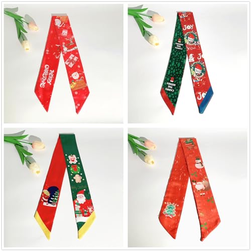 QTMY 8 Pack Christmas Purse Scarf for Bags Silk Head Scarf for Hair Handbag Women Hair Neck Scarves Gifts,1432