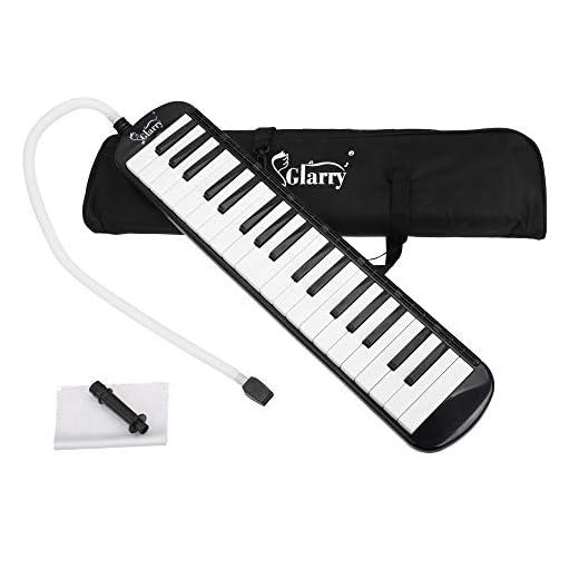 Glarry 37 Keys Portable Melodica Musical Instrument for Music Lovers Gift with Carrying Bag (Black)