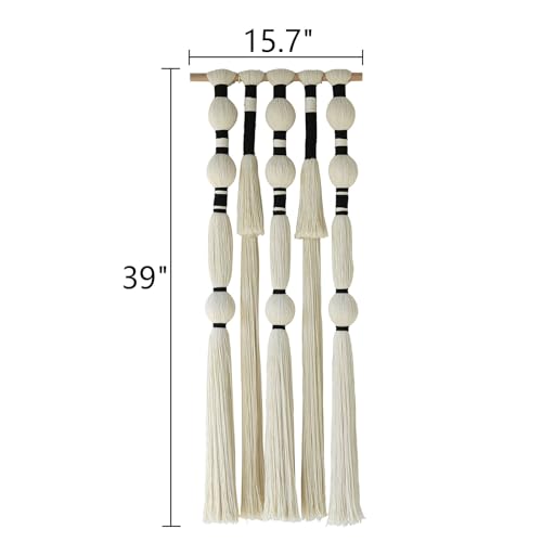 Macrame Wall Hanging Tassels Sphericity Cotton Textile Hanging Geometric Yarn Wall Art for Bedroom Living Room Decor 15.7" W x 39" L