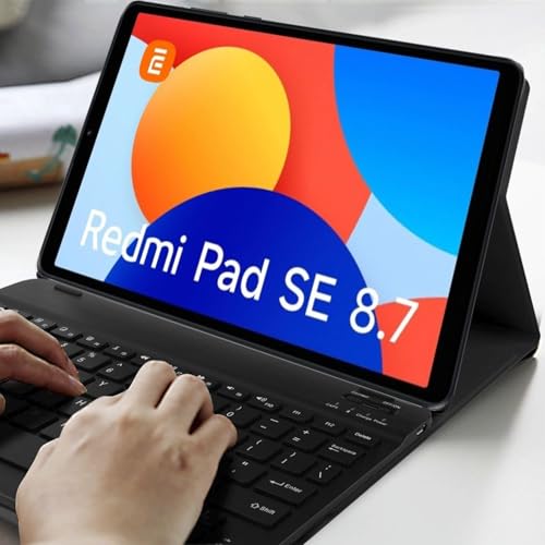 Image of HOM Tri Fold Wireless Bluetooth Keyboard with Detachable Tablet Case Cover for Redmi Pad SE 8.7 inch Tablet