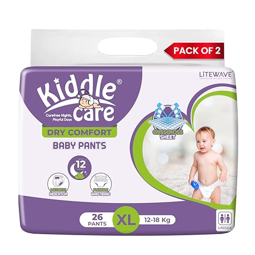 Image of Dry Comfort Baby Diaper Pants Advanced Soft |Extra Large (XL) | 12-18 Kg |Pack of 2 |52 Pieces| Up to 12 Hours Protection, Prevents Leakage, Wetness Indicator