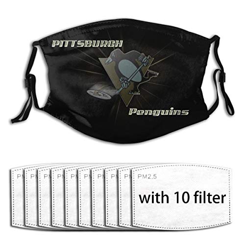 Mouth Cover Magic Scarf Headwear for Pittsburgh Hockey Fans Reusable Half Face Covering with 10 Filter