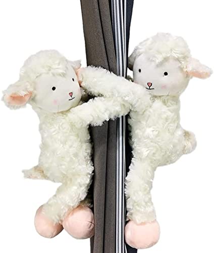 カーテンタイバック、カーテンロープ、タッセルカーテンカーテンタイバック、2個カーテンタイバック漫画かわいいぬいぐるみ白い羊人形カーテンタイバック子供部屋の装飾-カーテンボタン