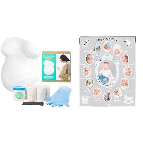 Image of Kate & Milo and Tiny Ideas Pregnancy and Baby Keepsake Bundle - Belly Casting Kit & First Year Picture Frame
