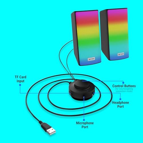 Image of Ant Esports GS510 Multimedia 2.0 Channel USB Powered Bluetooth RGB Gaming Speakers with Control pod for Volume, RGB and Memory Card Slot -Perfect Computer Speakers for Desktop, PC, Laptop,Mobile-Black