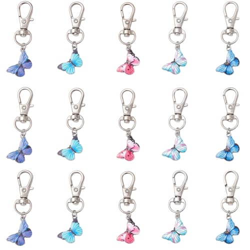 Porte-clés en silicone rose orné d'une fleur et perle de finition premium