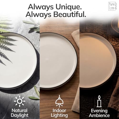 Image of 32 Piece Porcelain Dinnerware Set for 8, Handmade Plates and Bowls Set | Scandinavian Ceramic Dinner Set, Dishwasher & Microwave Safe Dish Set, Chip & Scratch Resistant Dishware Set, Scandi White