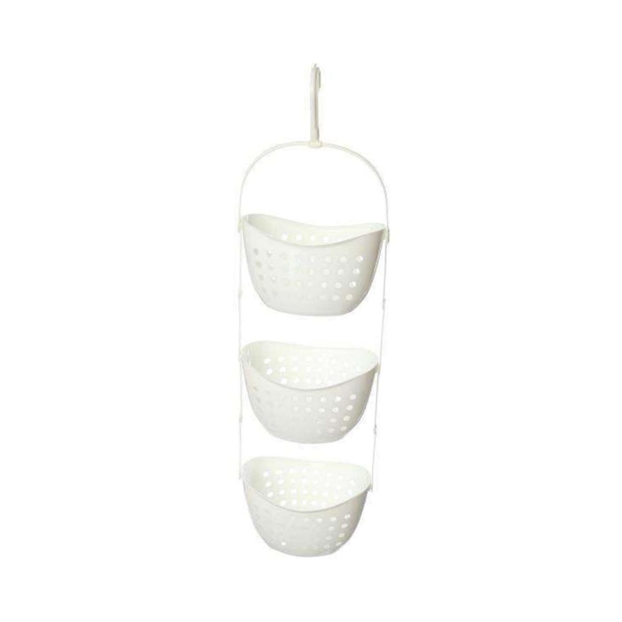 HAKIDZEL Bathroom Hanging Basket Organizer White PP Material Shower Caddy Rack Detachable Design with Rotated Hook for Kitchen
