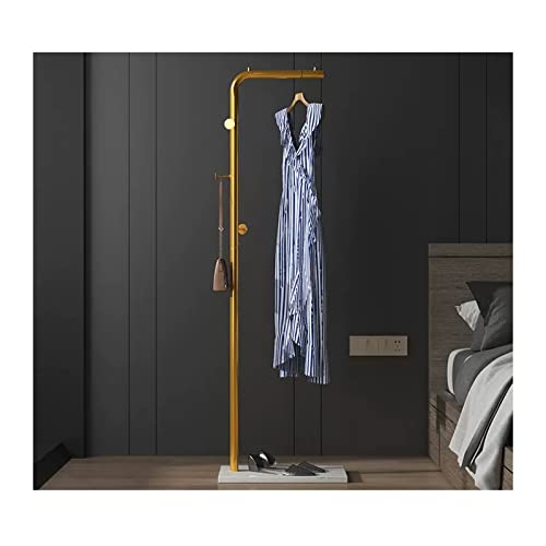 perchero vertical Perchero for colgar en el suelo, perchero sencillo for dormitorio, perchero for ropa for el hogar y la sala de estar, estante tipo varilla única perchero de pie(Gold+White,170cm)